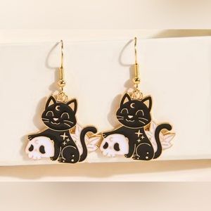4/$25 cat and skull earrings
